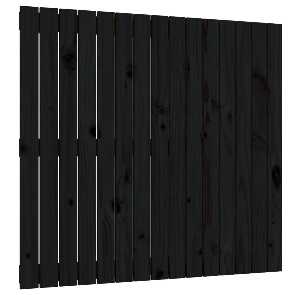 vidaXL Sängynpääty seinälle musta 95,5x3x90 cm täysi mänty