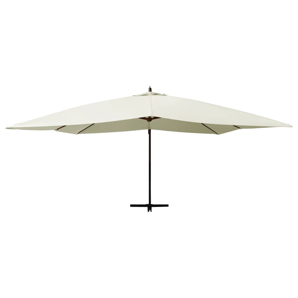 vidaXL Riippuva aurinkovarjo puupylväällä 400x300 cm hiekka