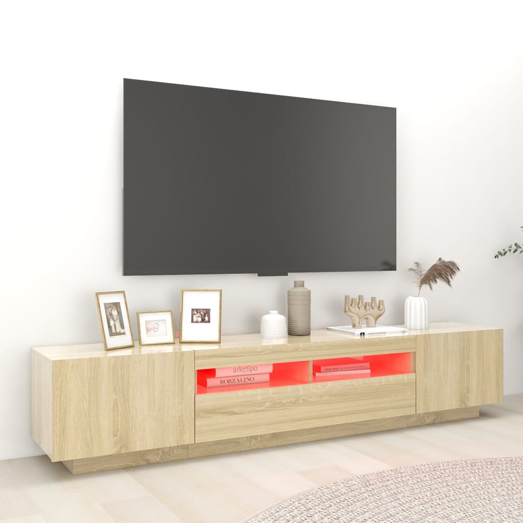 vidaXL TV-taso LED-valoilla Sonoma-tammi 200x35x40 cm