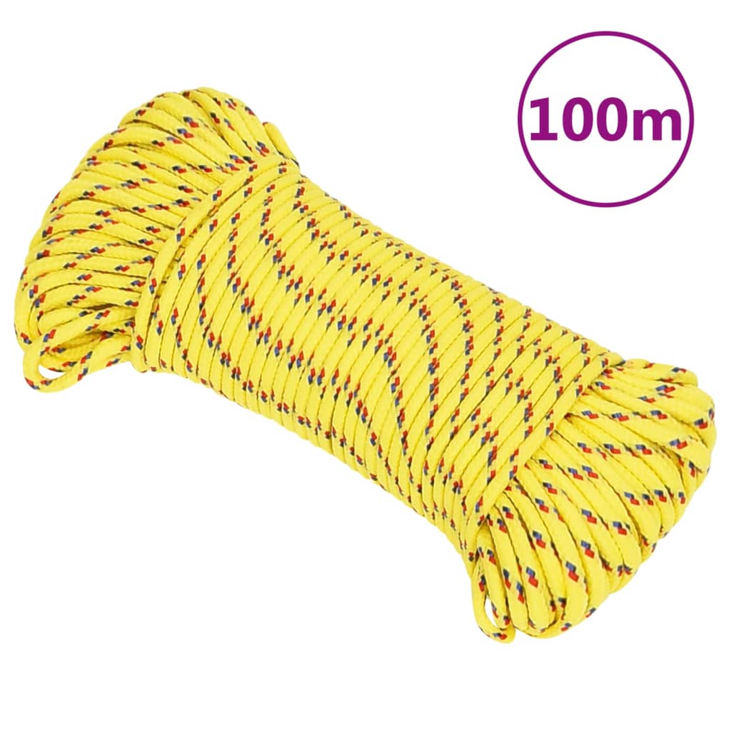 vidaXL Veneköysi keltainen 3 mm 100 m polypropeeni