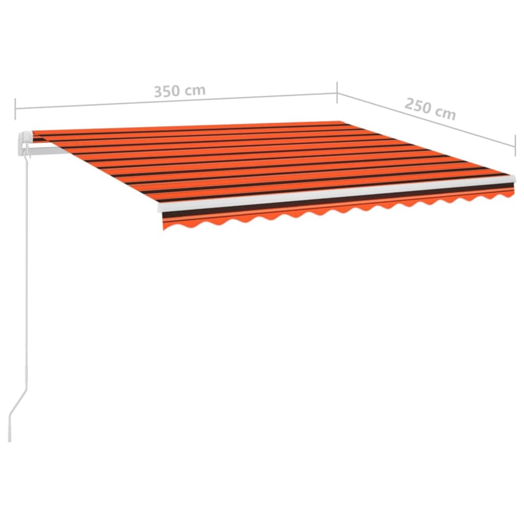 vidaXL Sisäänkelattava markiisi LED/tuulisens. 3,5x2,5 m oranssiruskea