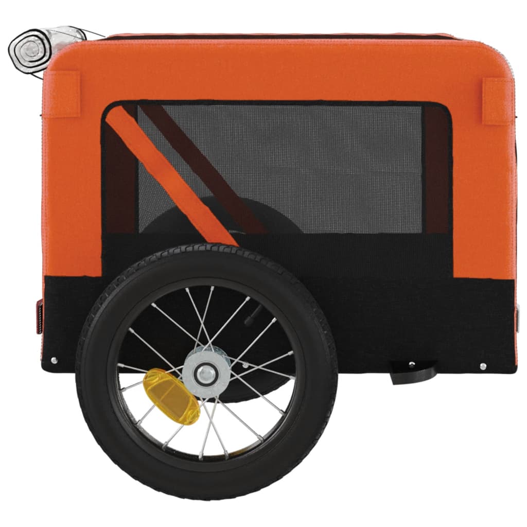 vidaXL Lemmikinkuljetuskärry pyörään oranssi/musta kangas ja rauta
