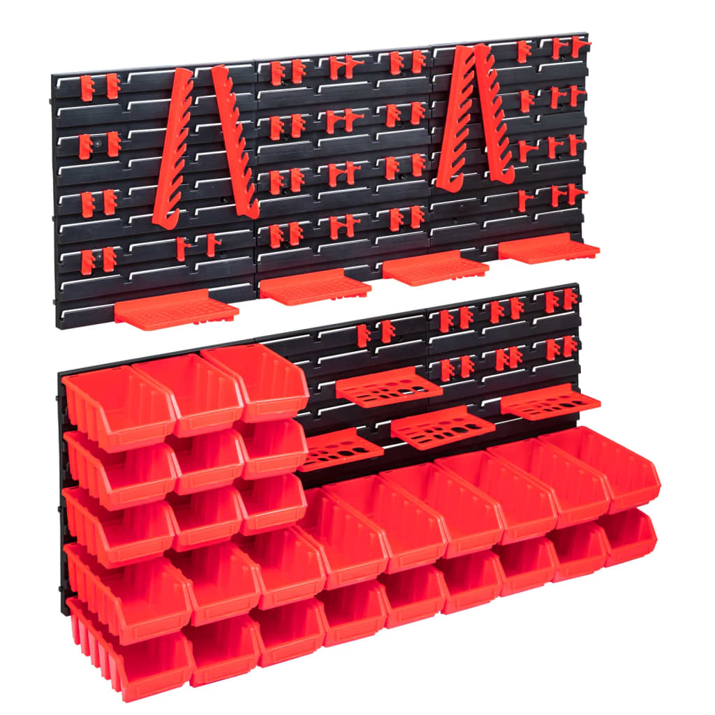 vidaXL 103-osainen säilytyslokerosarja seinäpaneeleilla punamusta