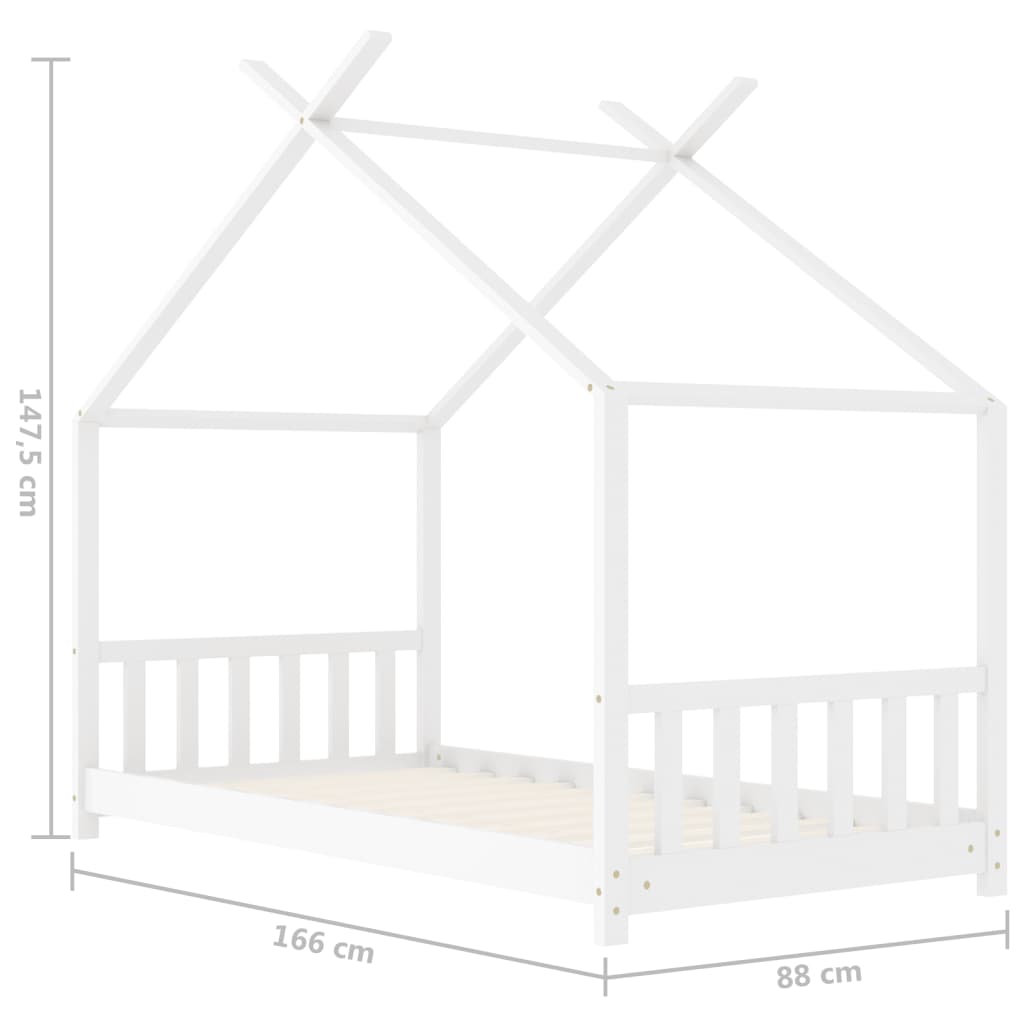 vidaXL Lasten sängynrunko valkoinen täysi mänty 80x160 cm