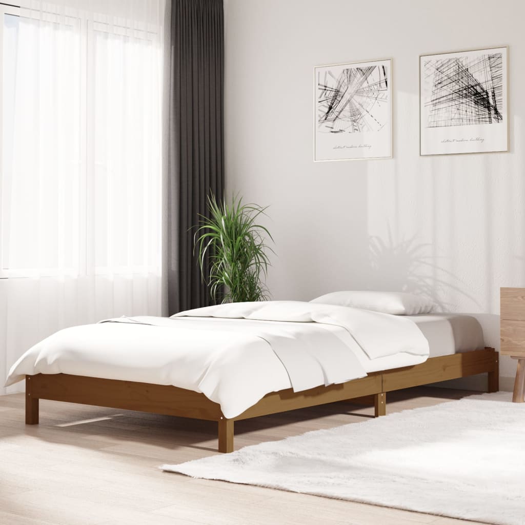 vidaXL Pinottava sänky hunajanruskea 90x200 cm täysi mänty