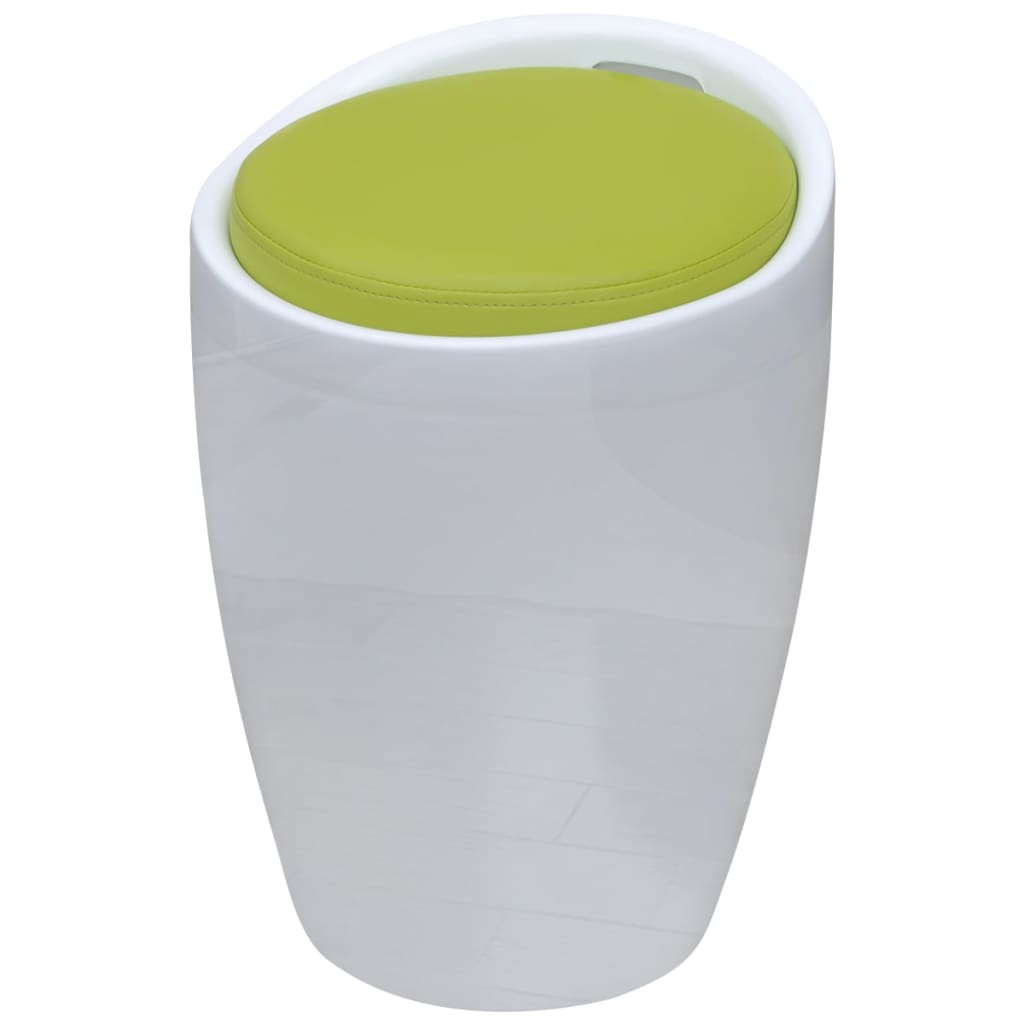 242245 vidaXL Stool White and Green Faux Leather
