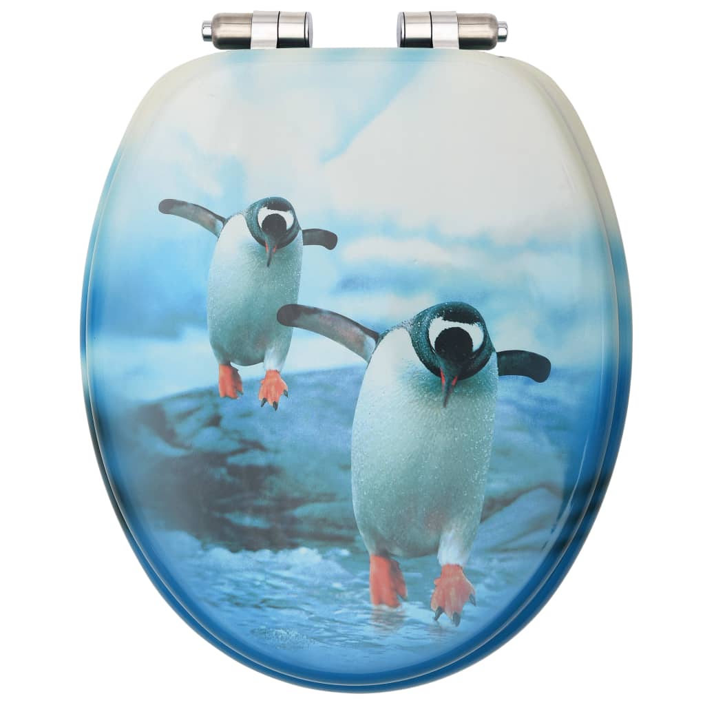 vidaXL WC-istuimet soft close -kansilla 2 kpl MDF pingviinikuosi