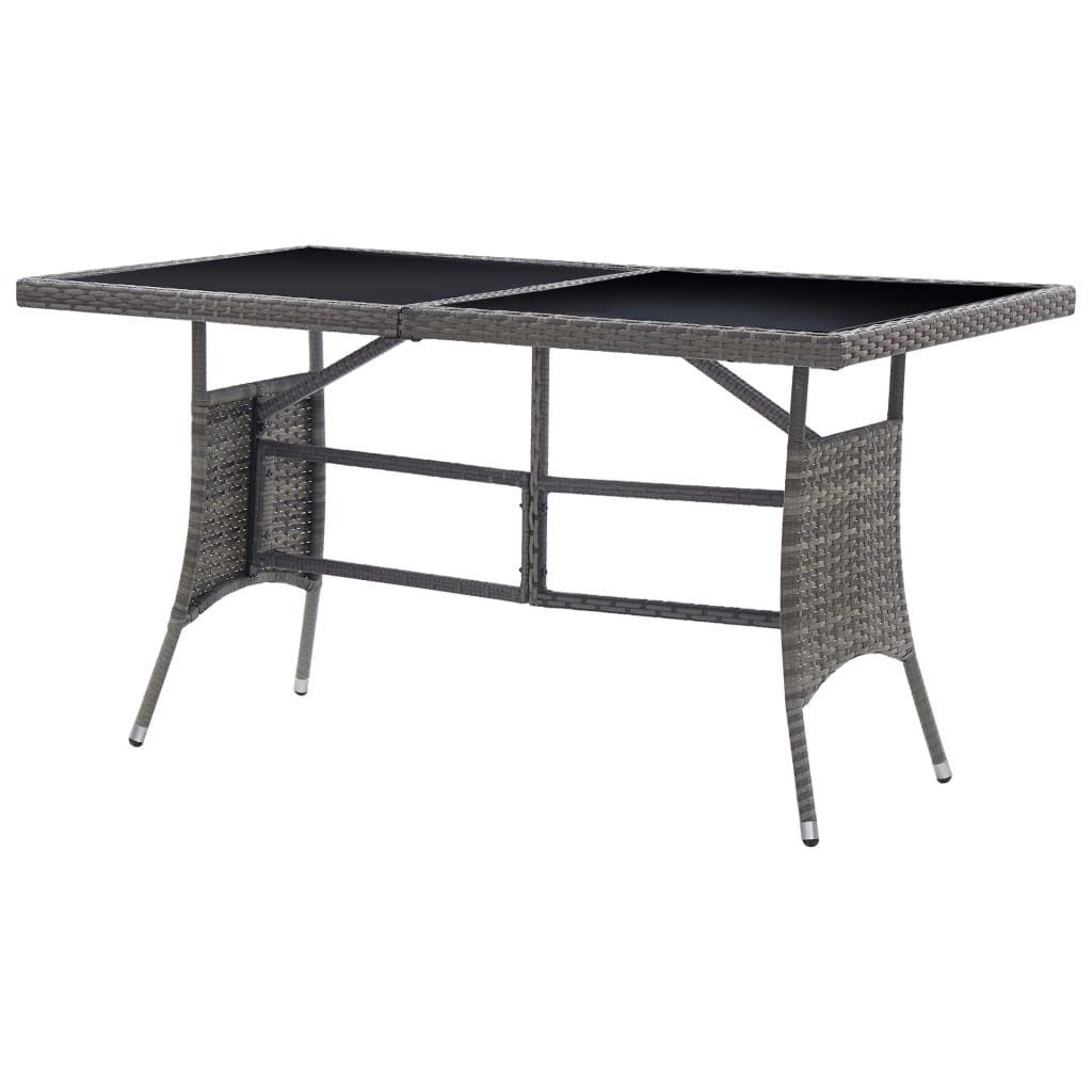 vidaXL Puutarhapöytä harmaa 140x80x74 cm polyrottinki