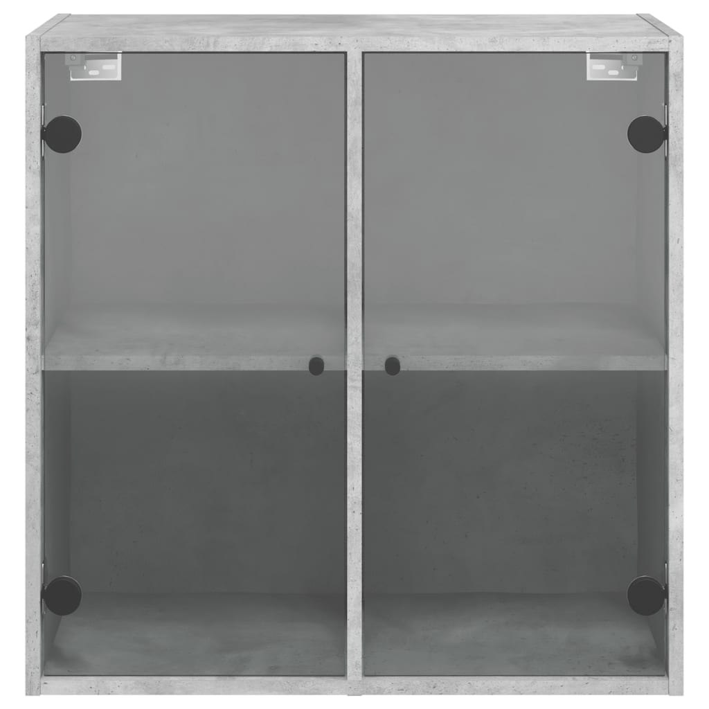 vidaXL Seinäkaappi lasiovilla betoninharmaa 68x37x68,5 cm