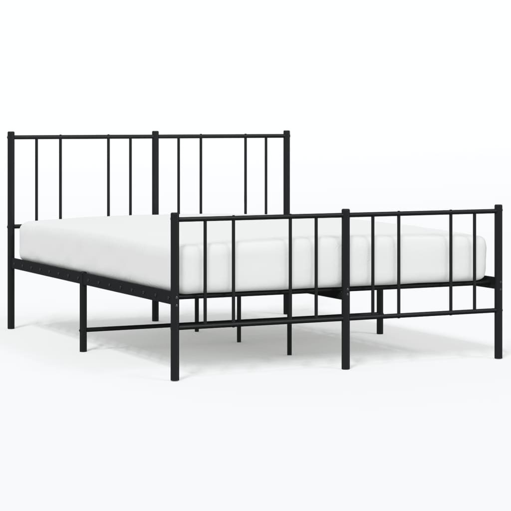 vidaXL Metallinen sängynrunko päädyillä musta 120x190 cm