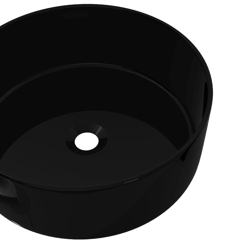 vidaXL Keraaminen pesuallas pyöreä 40x15 cm musta