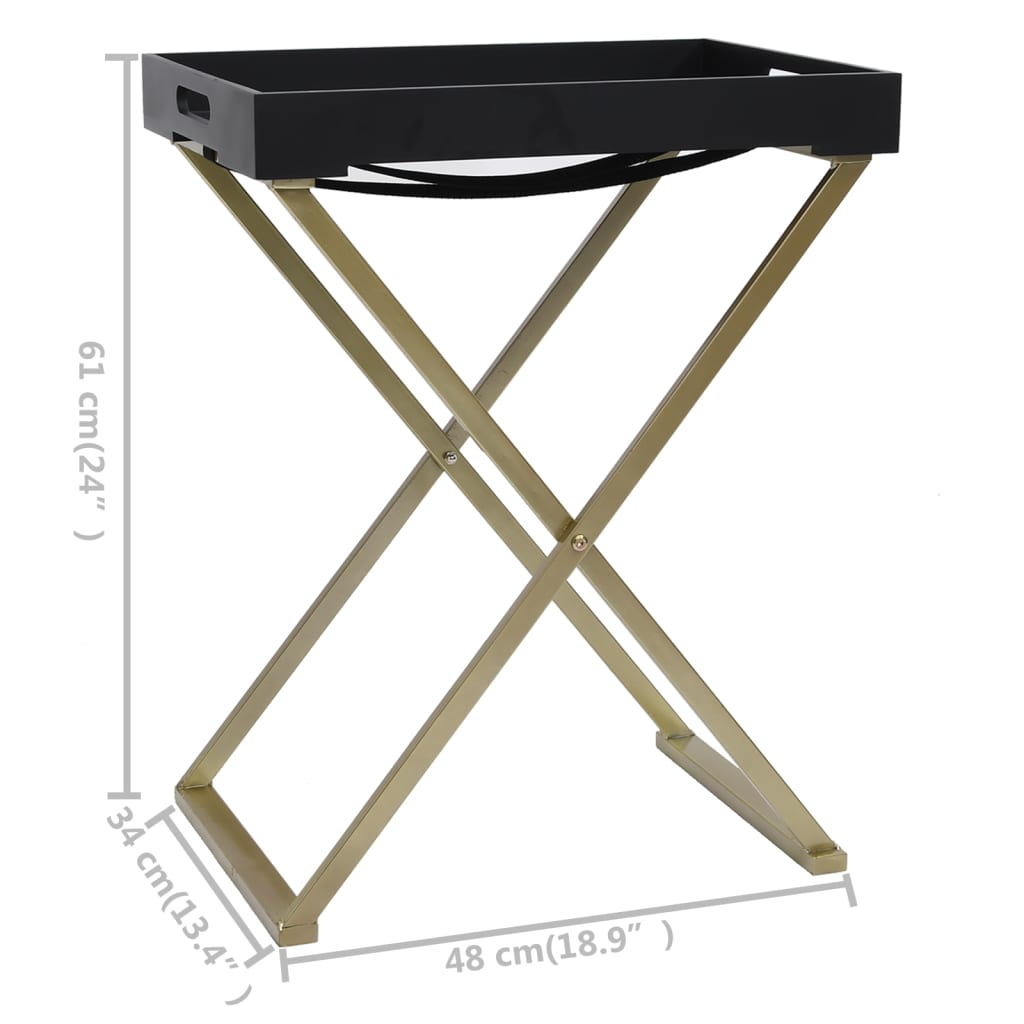 vidaXL Kokoontaitettava pöytä kulta ja musta 48x34x61 cm MDF