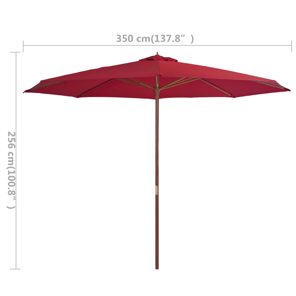 vidaXL Aurinkovarjo puurunko 350 cm viininpunainen