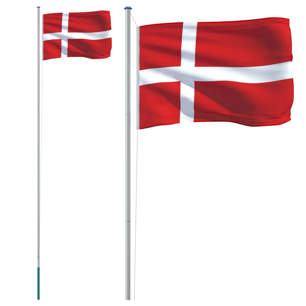 vidaXL Tanskan lippu ja lipputanko 6,23 m alumiini