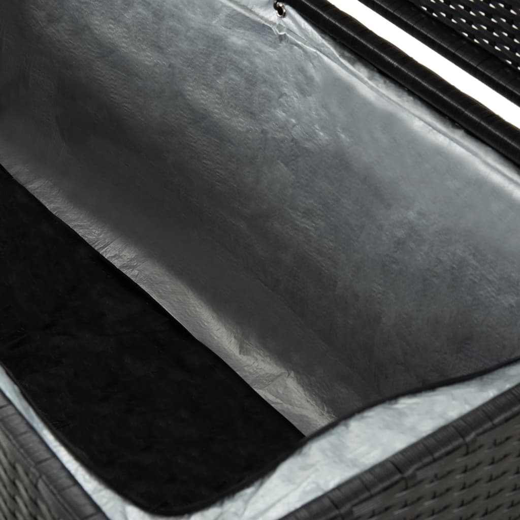 vidaXL Puutarhan säilytyslaatikko polyrottinki 200x50x60 cm musta