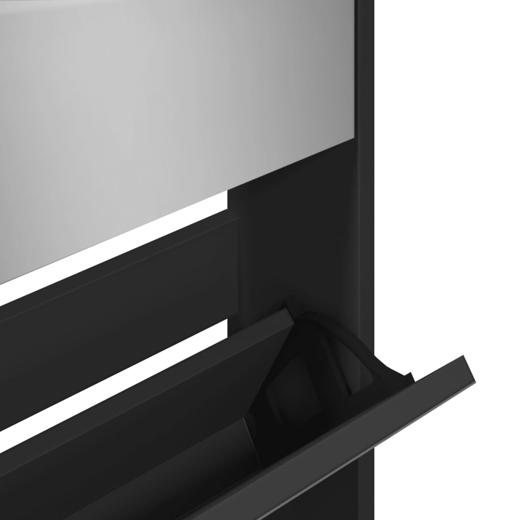 vidaXL Kenkäkaappi peilillä 5 tasoa musta 63x17x169,5 cm
