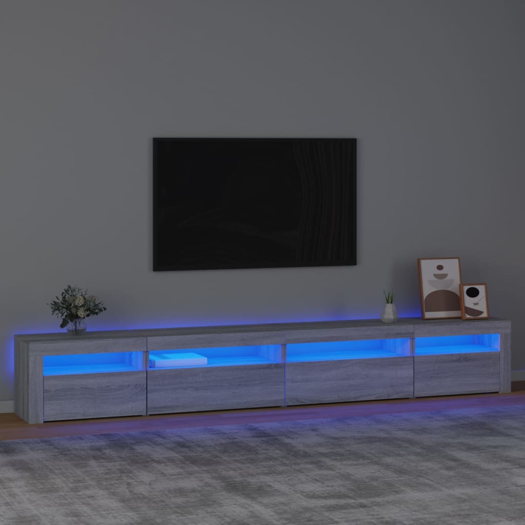 vidaXL TV-taso LED-valoilla harmaa Sonoma 270x35x40 cm