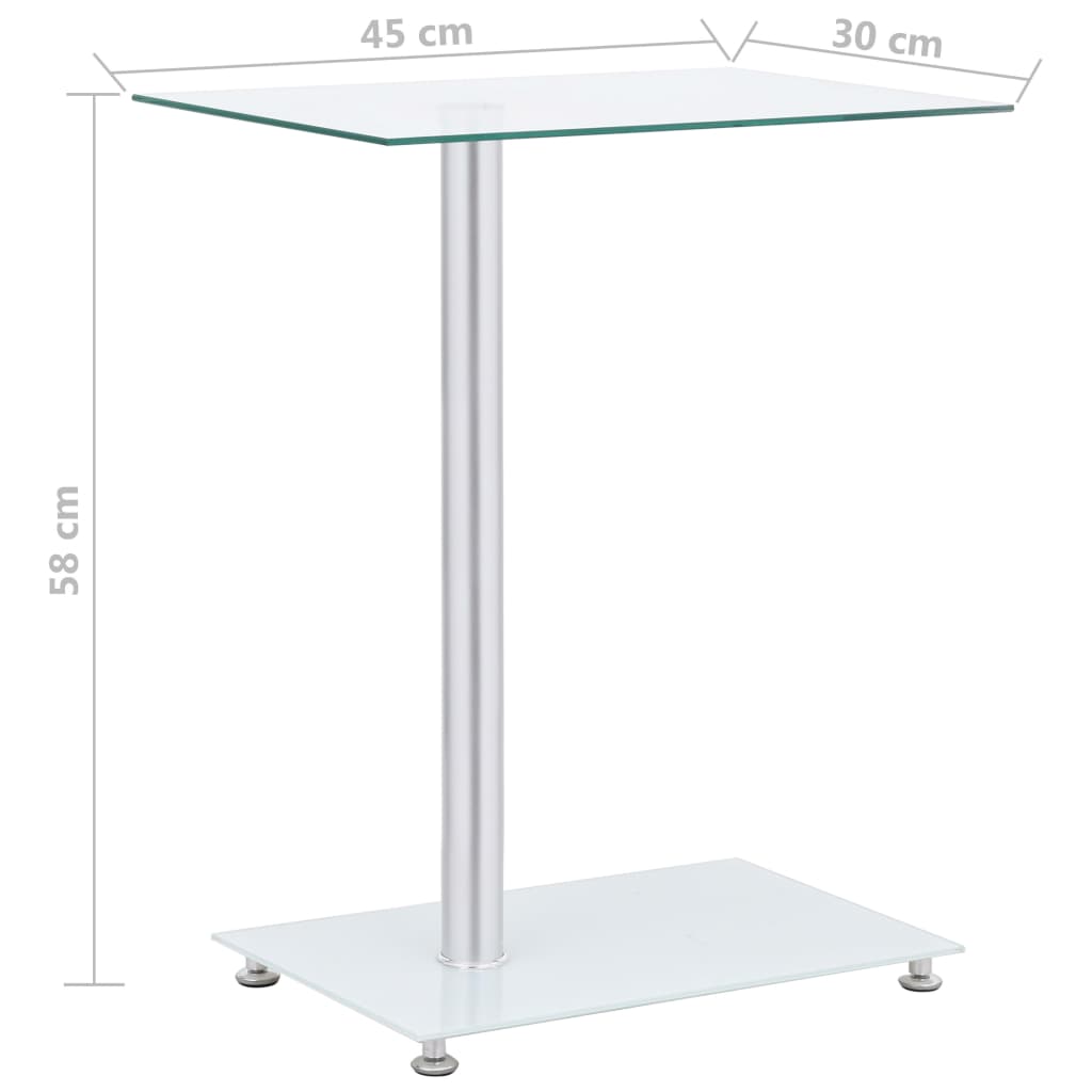 vidaXL U-muotoinen sivupöytä läpinäkyvä 45x30x58 cm karkaistu lasi