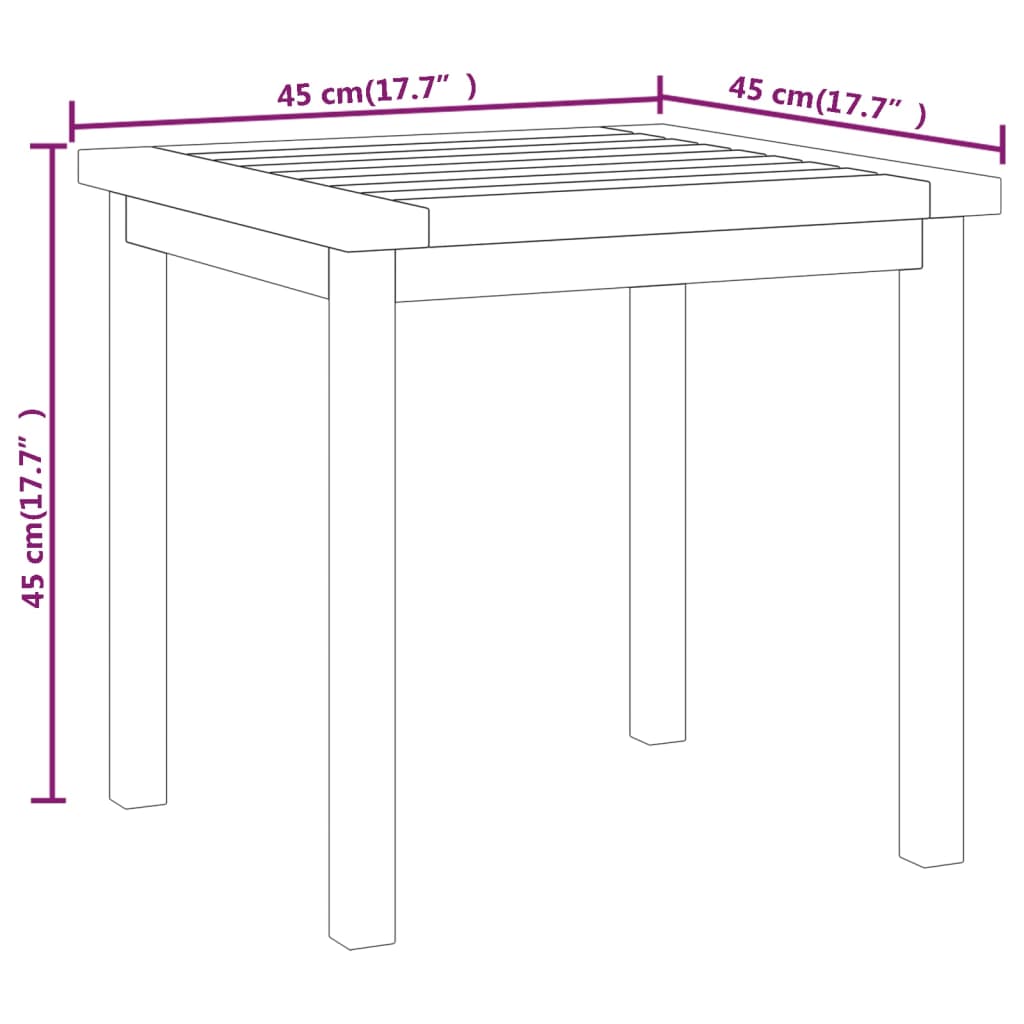 vidaXL Sivupöytä 45x45x45 cm täysi tiikki