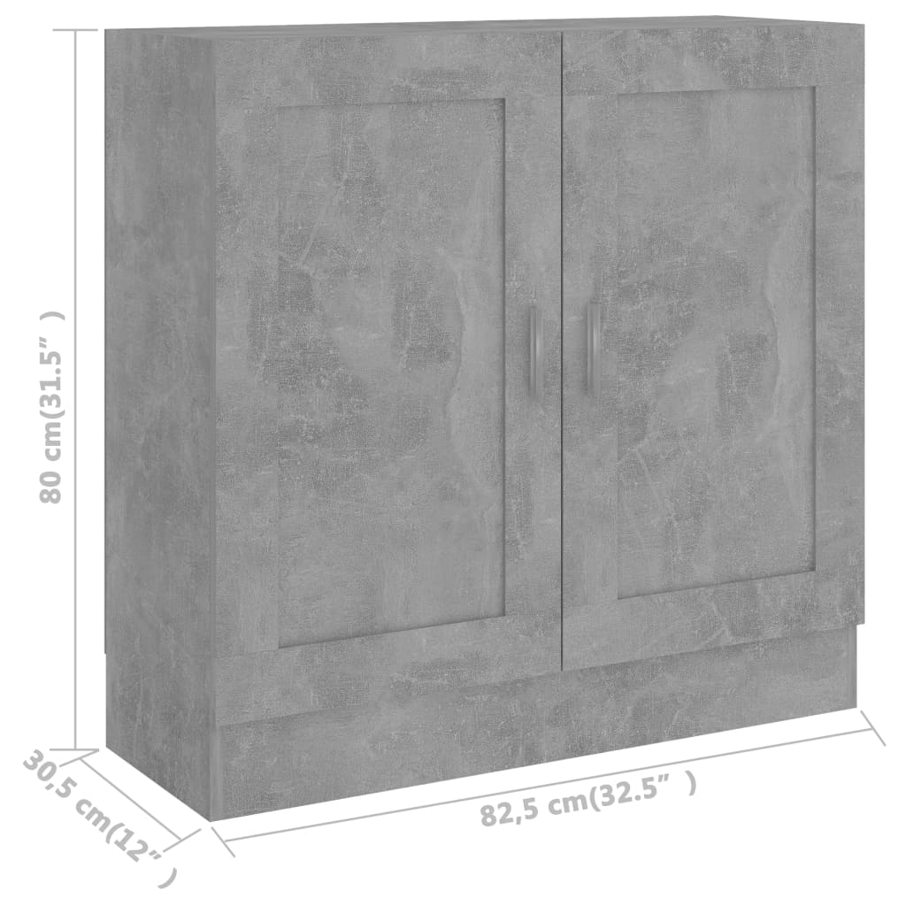 vidaXL Kirjahylly betoninharmaa 82,5x30,5x80 cm tekninen puu
