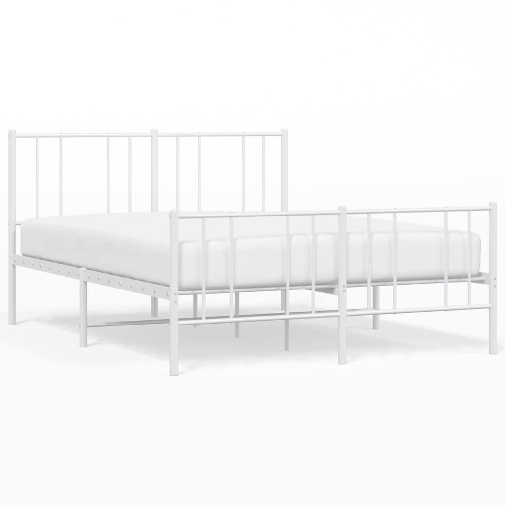 vidaXL Metallinen sängynrunko päädyillä valkoinen 120x190 cm