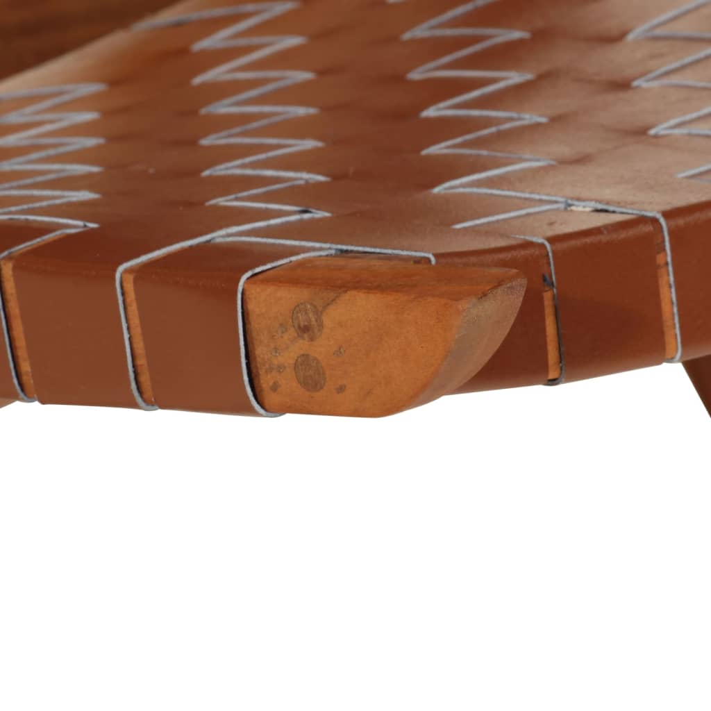 vidaXL Kokoontaittuva nojatuoli ruskea aito nahka