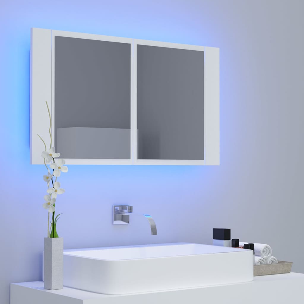 vidaXL Kylpyhuoneen LED peilikaappi valkoinen 80x12x45 cm akryyli