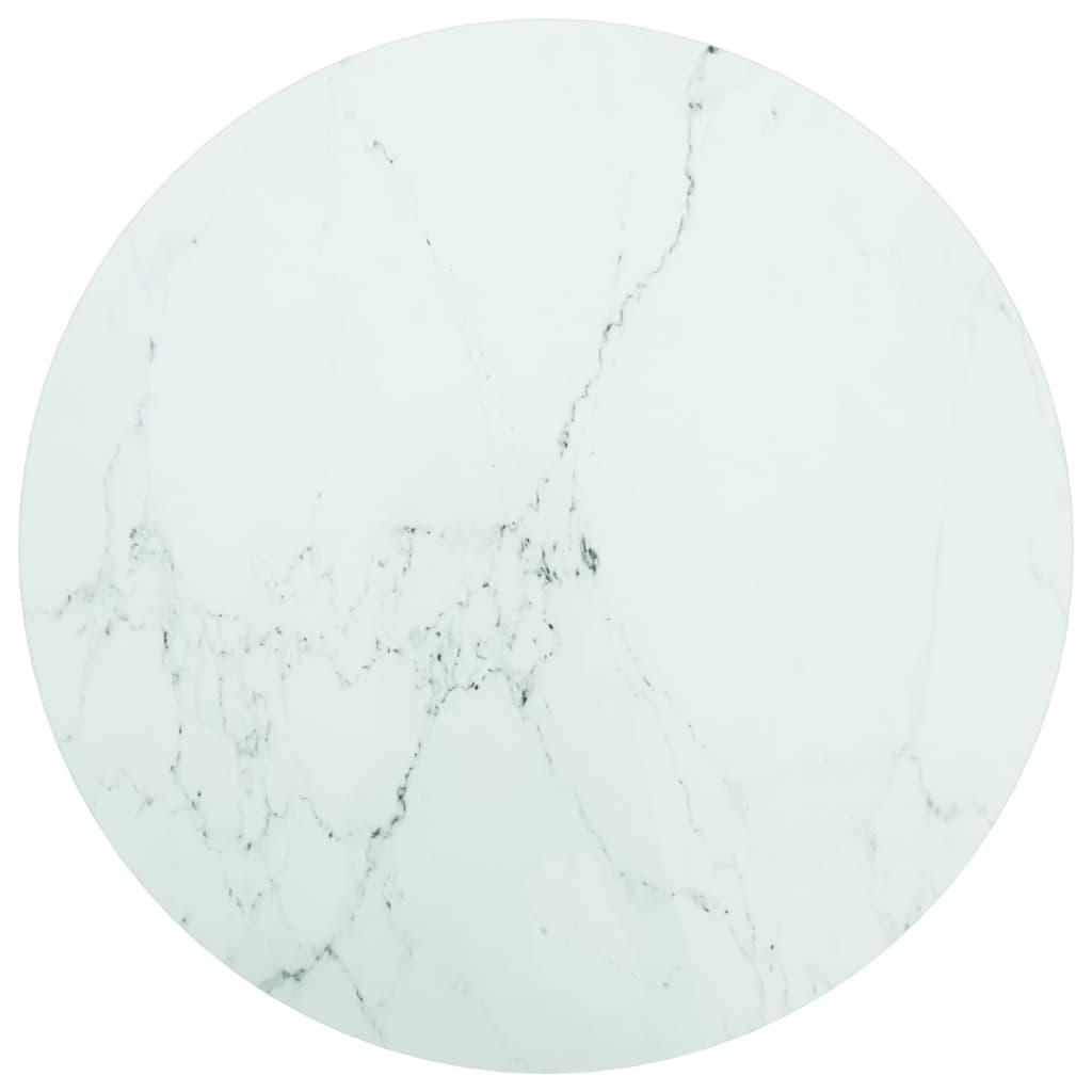 vidaXL Pöytälevy valkoinen Ø60x0,8 cm karkaistu lasi marmorikuvio