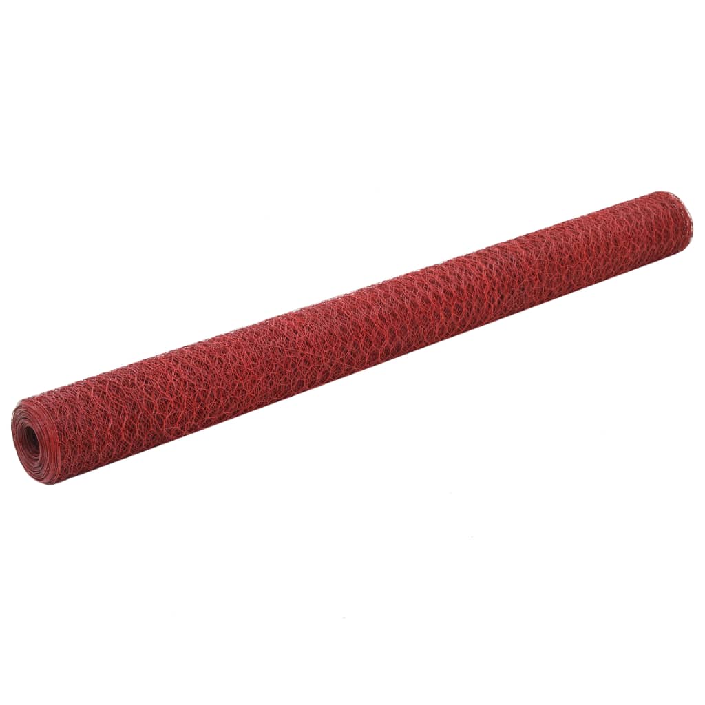 vidaXL Kanaverkko teräs PVC pinnoitteella 25x1,5 m punainen