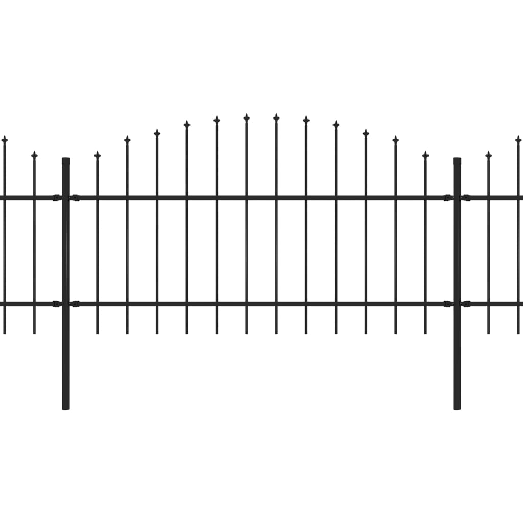 vidaXL Puutarha-aita keihäskärjillä teräs (1-1,25)x1,7 m musta