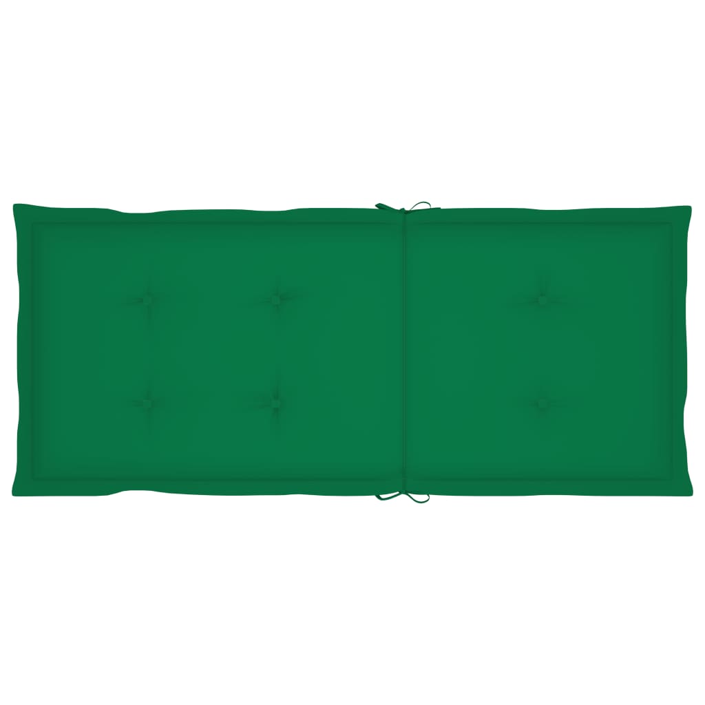 vidaXL Puutarhatuolit 2 kpl tyynyillä vihreä täysi tiikki