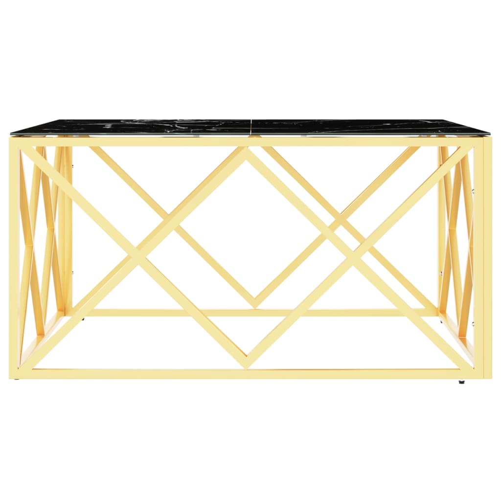 vidaXL Sohvapöytä kulta 80x80x40 cm ruostumaton teräs ja lasi