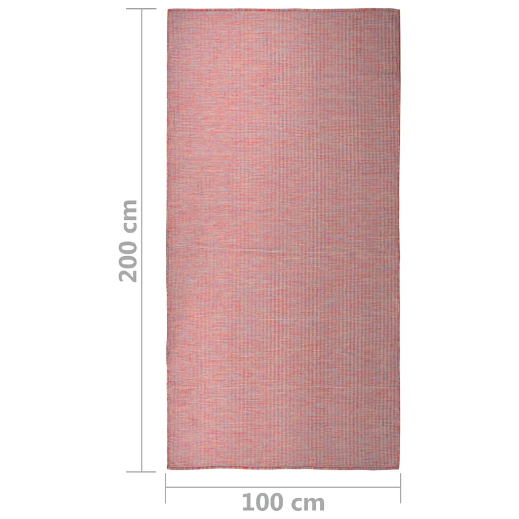 vidaXL Ulkomatto Flatweave 100x200 cm punainen