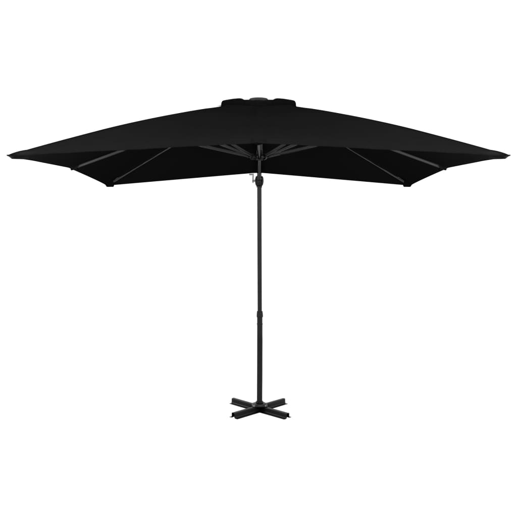 vidaXL Riippuva aurinkovarjo alumiinipylväällä musta 250x250 cm