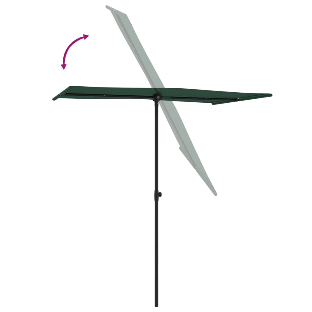 vidaXL Aurinkovarjo alumiinitanko 180x110 cm vihreä