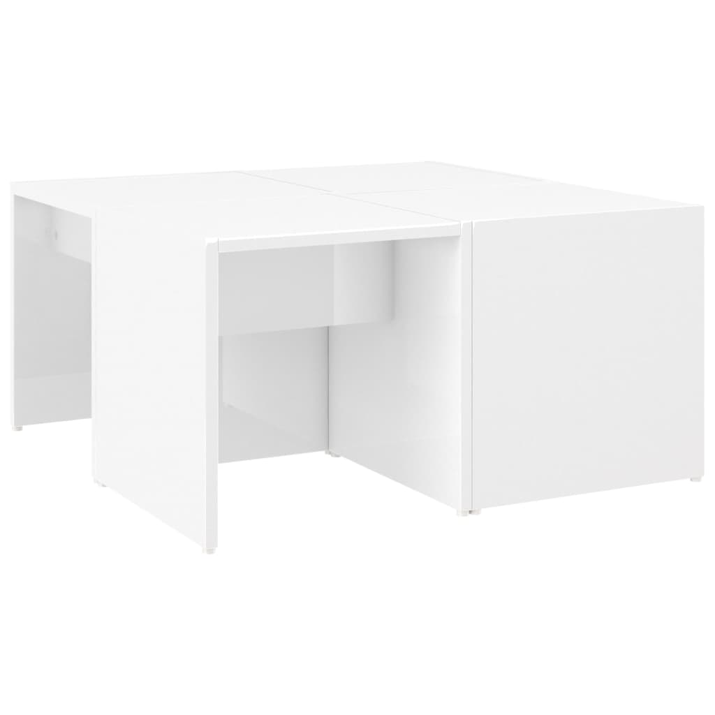 vidaXL Sohvapöydät 4 kpl korkeakiilto valkoinen 33x33x33 cm lastulevy