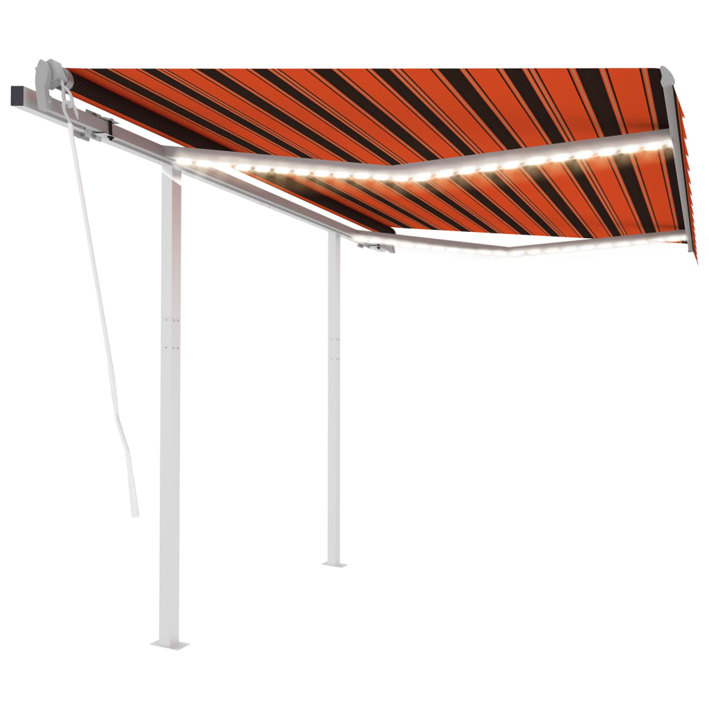 vidaXL Sisäänkelattava markiisi LED/tuulisensori 3x2,5 m oranssiruskea