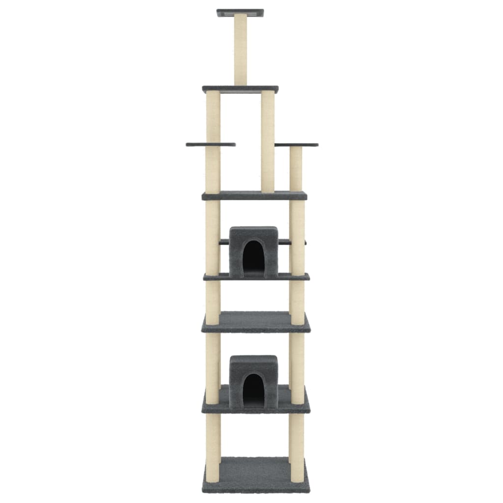 vidaXL Kissan kiipeilypuu sisal- raapimispylväillä tummanharmaa 216 cm