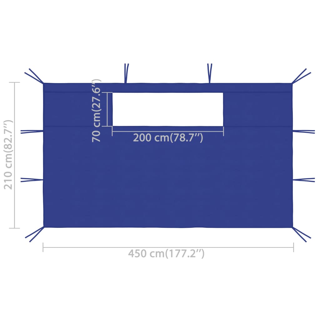 vidaXL Huvimajan sivuseinät ikkunoilla 2 kpl 4,5x2,1 m sininen 70 g/m²