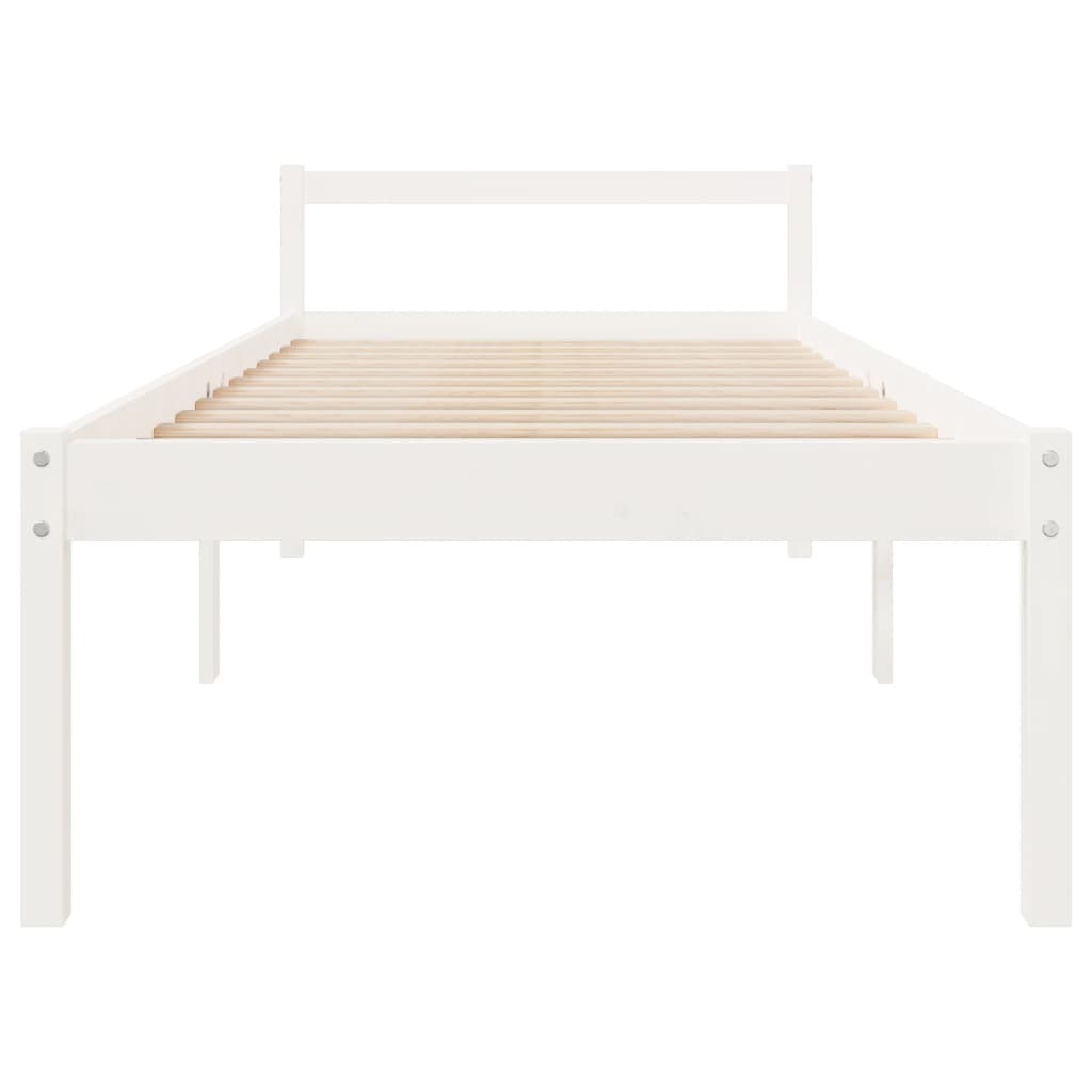 vidaXL Vanhusten sänky valkoinen 75x190 cm Small Single täysi mänty