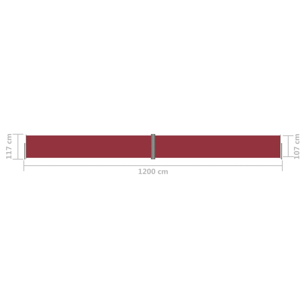 vidaXL Sisäänvedettävä sivumarkiisi punainen 117x1200 cm