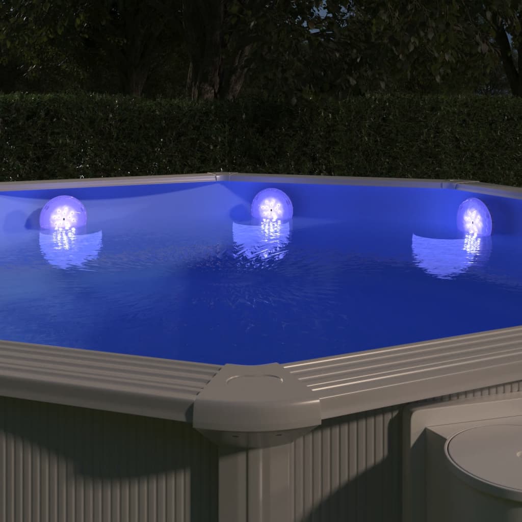 vidaXL Upotettava kelluva uima-altaan LED-valaisin kaukosäädin valk.