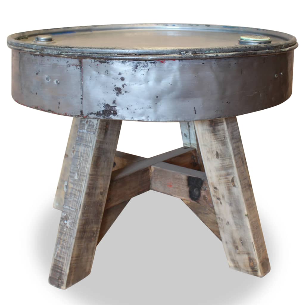 vidaXL Sohvapöytä kiinteä kierrätetty puu 60x45 cm hopea