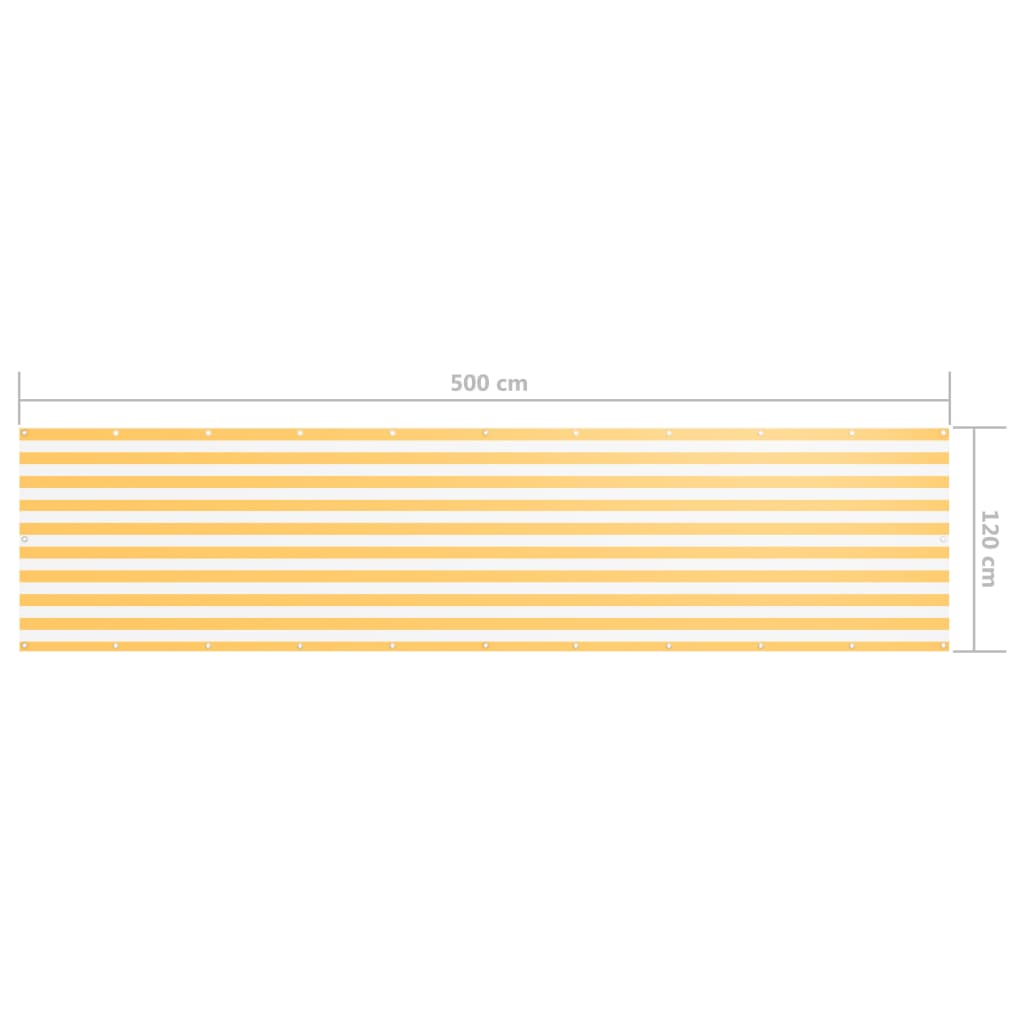 vidaXL Parvekkeen suoja valkoinen ja keltainen 120x500cm Oxford kangas