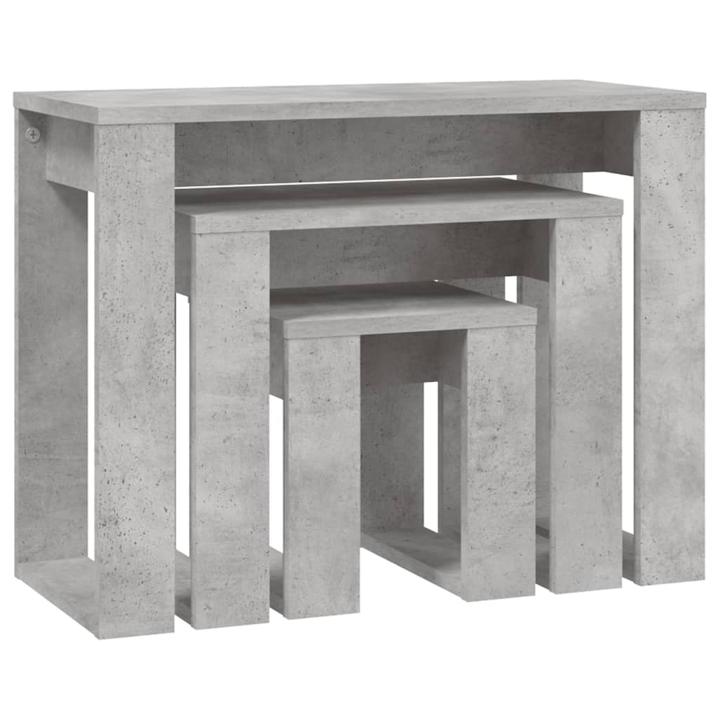 vidaXL Sarjapöydät 3 kpl betoninharmaa tekninen puu