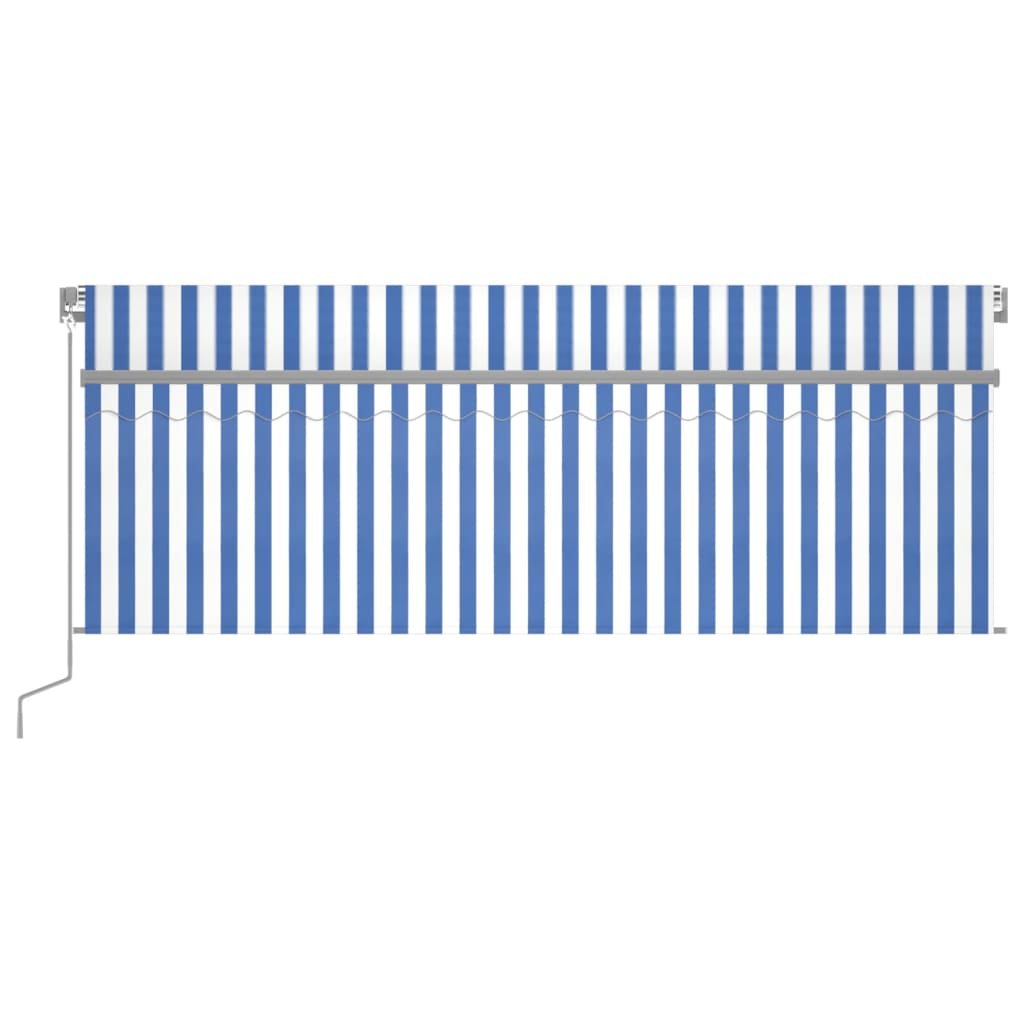 vidaXL Manuaalisesti kelattava markiisi verhoilla 4x3 m sinivalkoinen
