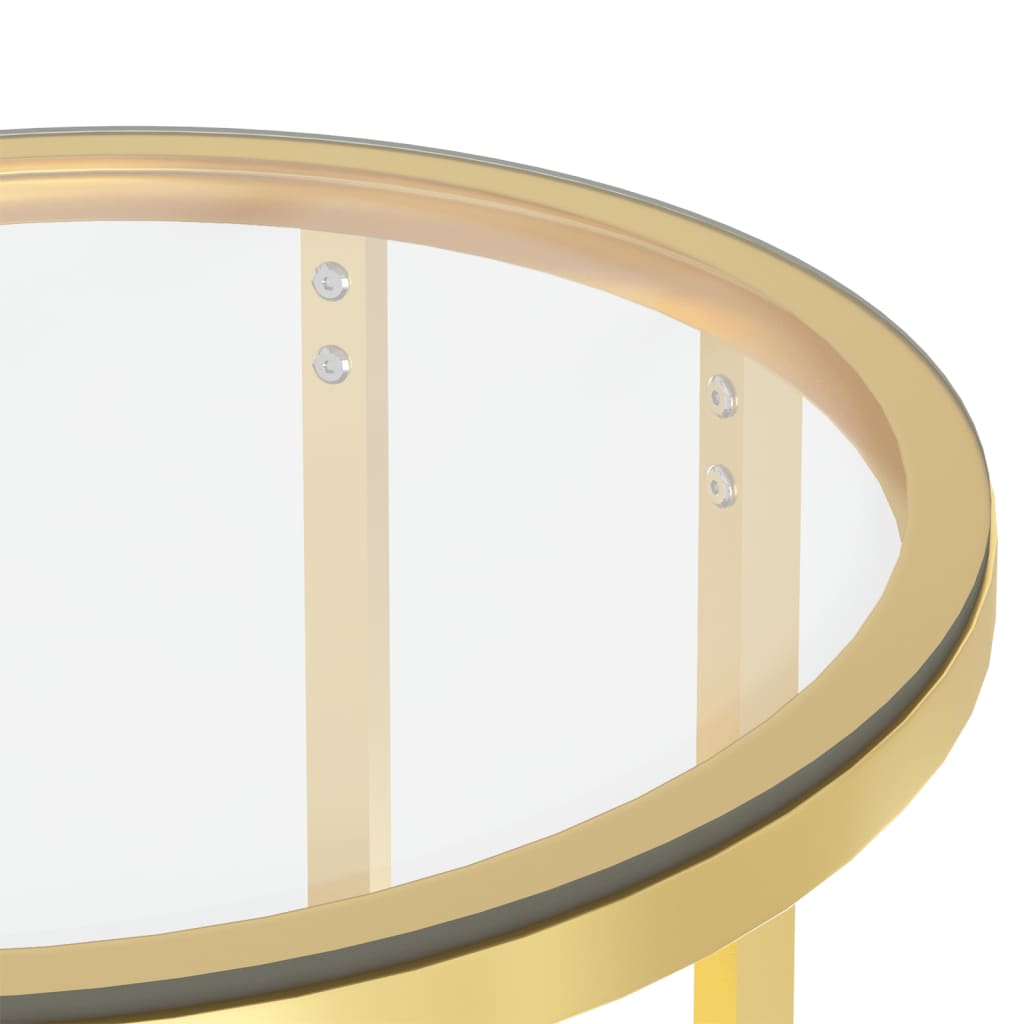 vidaXL Sivupöytä kulta ja läpinäkyvä 45 cm karkaistu lasi