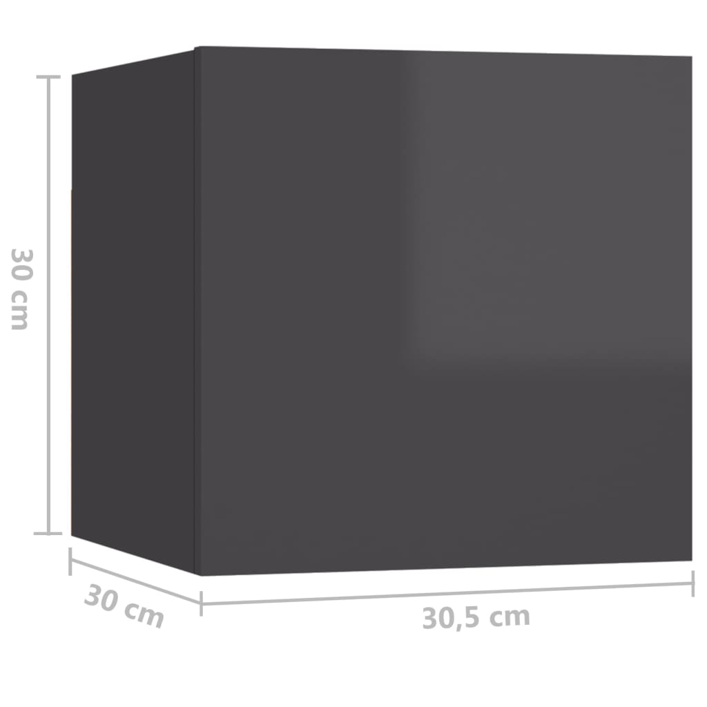 vidaXL Yöpöytä korkeakiilto harmaa 30,5x30x30 cm lastulevy