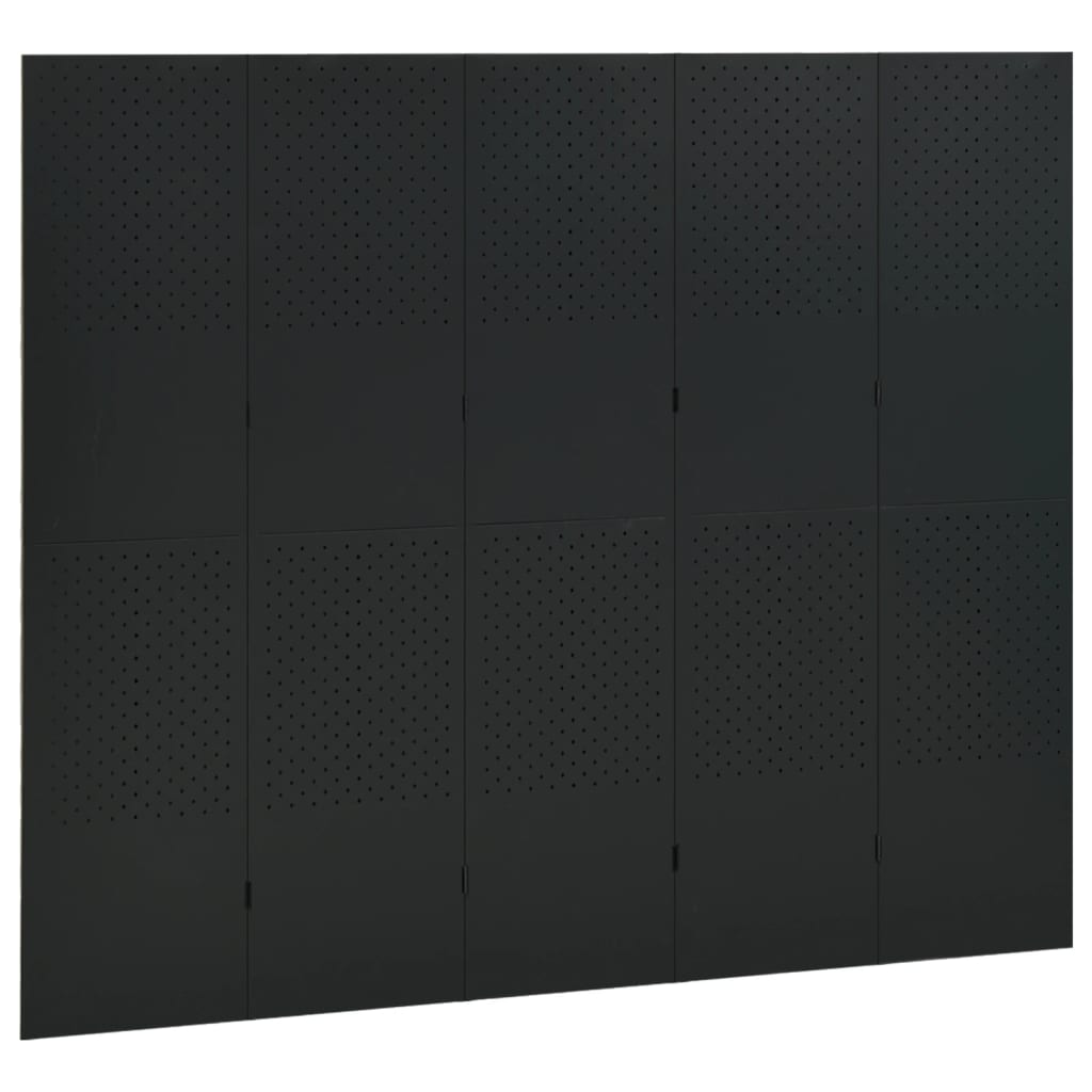 vidaXL 5-Paneelinen tilanjakaja 200x180 cm musta teräs