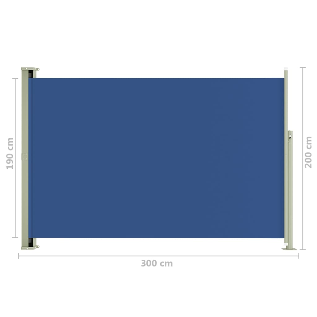 vidaXL Sisäänvedettävä terassin sivumarkiisi 200x300 cm sininen